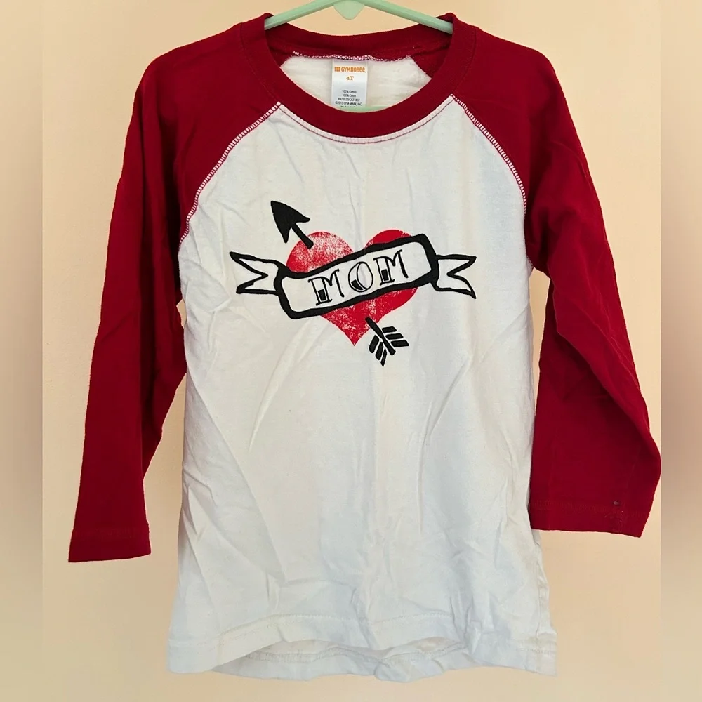 Gymboree Mom Heart Tattoo Graphic Long Sleeve Raglan Tee | Boy Size 4T